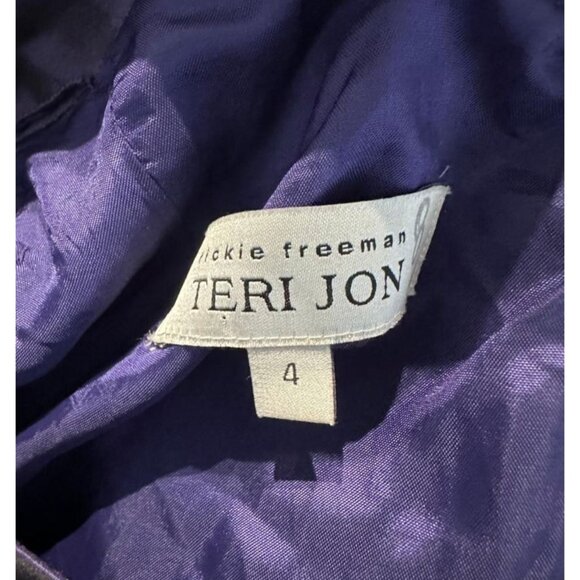 Teri Jon Rickie Freeman Women’s 100% Silk Gown Ruffle Train Dress Purple Size 4 - Picture 8 of 10